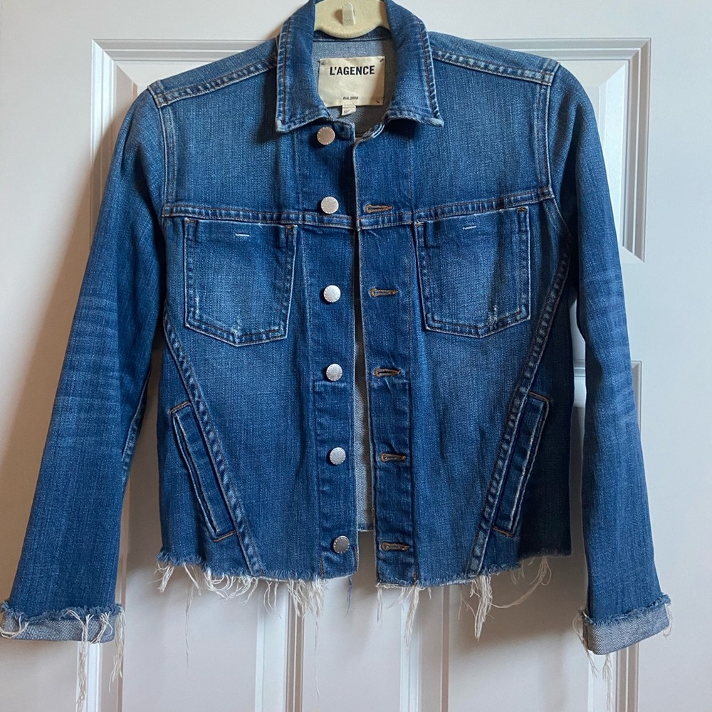 L'AGENCE Janelle Raw Edge Denim Jacket XS-S